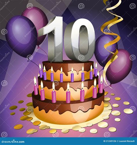 tenth anniversary cake stock vector illustration  tenth