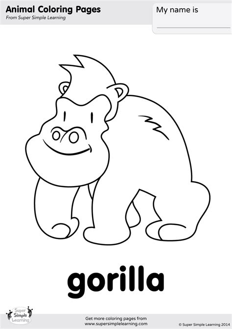 gorilla coloring page super simple