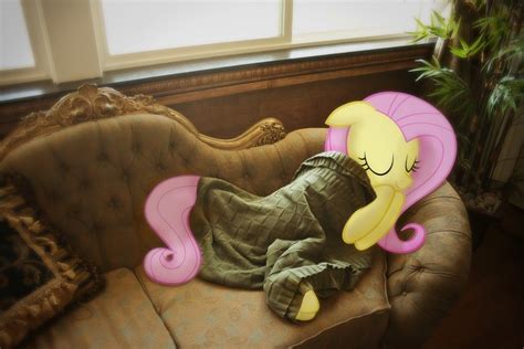 fluttershy sleeping on the couch by listic on deviantart