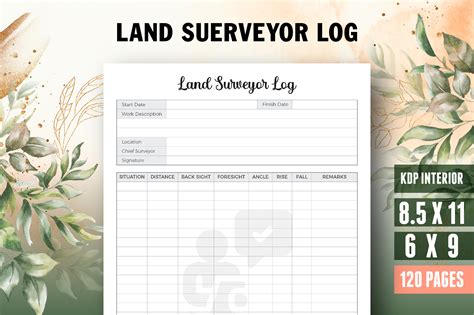 land surveyor log book journal planner graphic  vector cafe creative fabrica