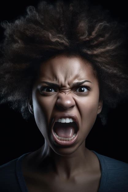 premium ai image a woman with a big angry face is screaming