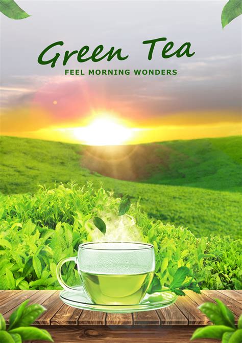 green tea advertising poster behance