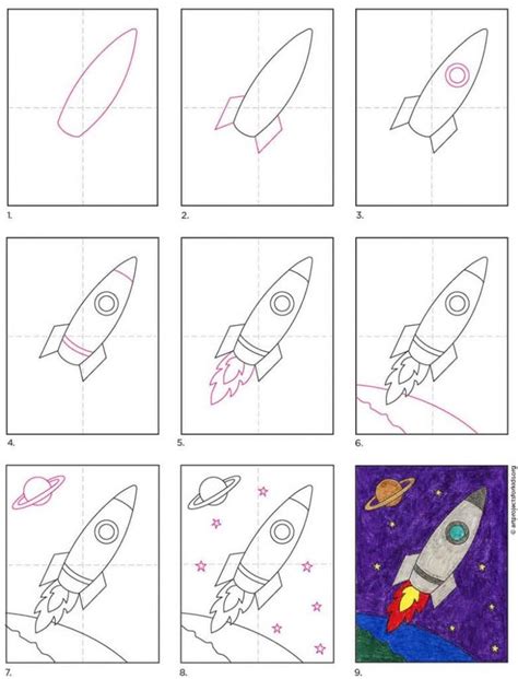 draw  rocket ship step  step pinegar indraviverry