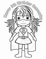Superhero Coloring Pages Girl Super Birthday Hero Female Drawing Printable Kids Kid Party Girls Happy Template Easy Draw Color Colouring sketch template