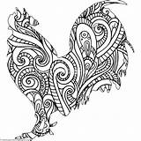 Pages Rooster Coloring Adults Zentangle Printable Getcolorings Getdrawings Color sketch template
