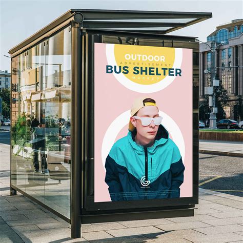 outdoor bus shelter advertisement mockup psd