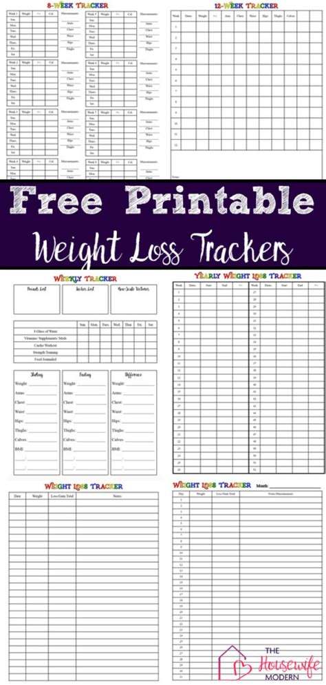 weight loss tracker printables  multiple options  fill