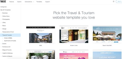 wix templates  travel websites
