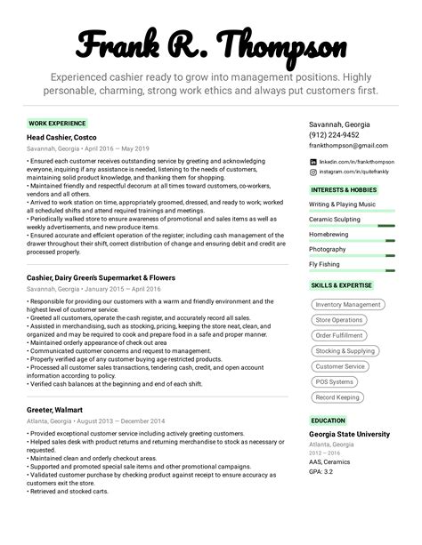 cashier resume  resume examples  resume examples cv examples
