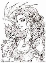 Coloring Pages Kelleeart Adult Deviantart Dragon Daenerys Inks Fairy Books Fantasy Drawings Dragons Sheets Book Adults Mermaid Print Colouring Printable sketch template