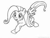 Coloring Pony Little Pages Fluttershy Outline Drawing Getcolorings Getdrawings sketch template