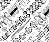 Sushi Coloring Spoonflower Fabric Stengl Marketa sketch template