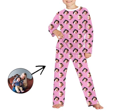 custom kids pajama set photo face pjs pet gift  kids etsy