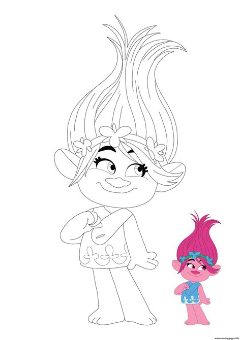 princess poppy  trolls coloring page printable