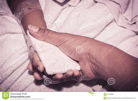 patient hold her iv drip tube stock image 47327287
