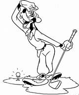 Golf Coloring Pages Goofy Disney Kids Mickey Cartoon Mouse Funny Themed Drawing Golfer Pluto Sports Book Cliparts Friends Playing Clipart sketch template