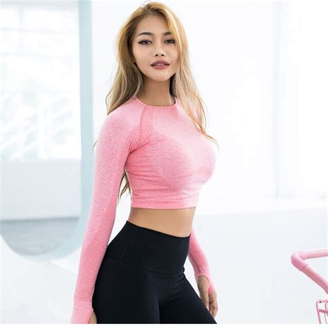 vital long sleeve crop top tight long sleeve workout gym sports fitness