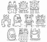 Coloring Monsters Monster Pages Cute Printable Crazy Book Doodle Funny Kids Pdf Drawing Colouring Color Clipart Etsy Little Books Jelene sketch template