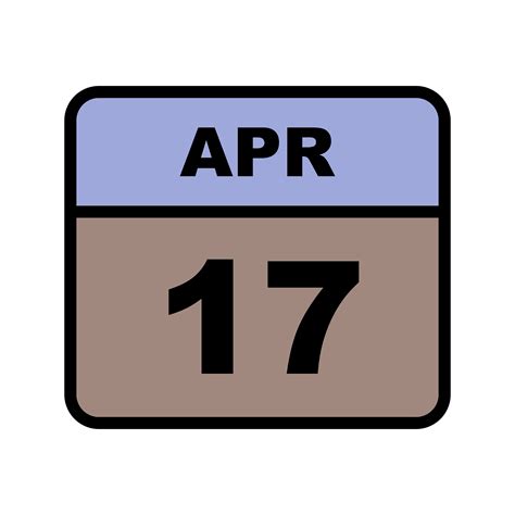 17 de abril fecha en un calendario de un solo día 501541 vector en vecteezy