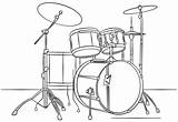 Drum Kit Coloring Set Pages Drawing Printable Drums Musical Instruments Instrument Music Kids sketch template