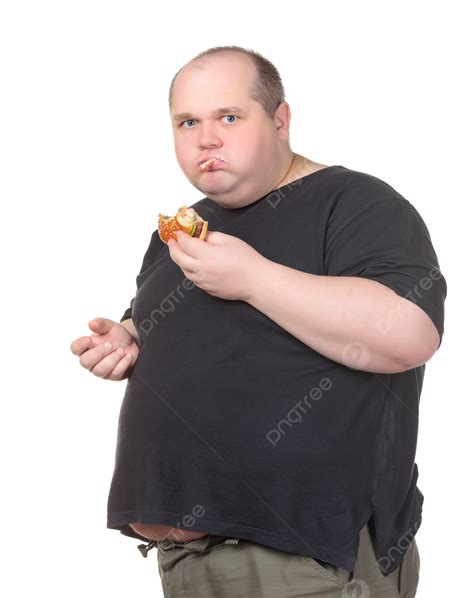 Fat Man Greedily Eating Hamburger White Fat Man Ugly Photo Background