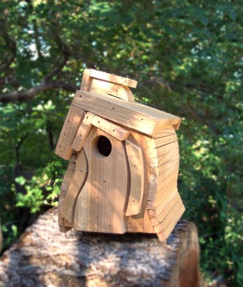 cedar bird house wooden wren house natural finish outdoor etsy bird house bird house plans