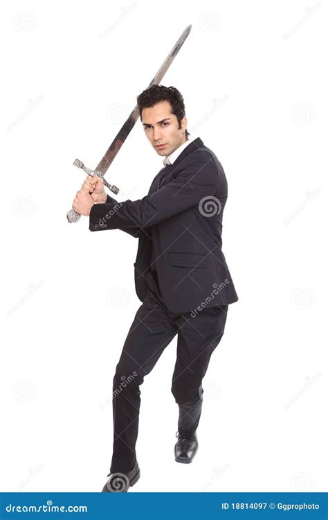 swordsman  attacking position  bamboo sword sinai   royalty  stock photo