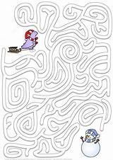 Maze Winter Printable Puzzle Puzzles Games Labyrinth Mazes Kids Coloring Pages Find Way Snowman Dinosaur Supercoloring Paper Construction Camp Summer sketch template