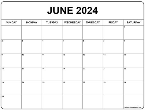 june blank calendar  printable printable calendar