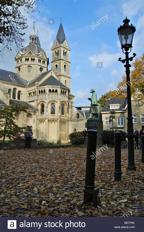 side view  part  munsterkerk  cuypers statue roermond netherlands stock photo stock