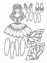 Paper Dolls Fairy Doll Coloring Garden Template Puppet Puppets Pages Printable Fairies Crafts Craft Basteln Colouring Ausmalen Rocks Print Cut sketch template