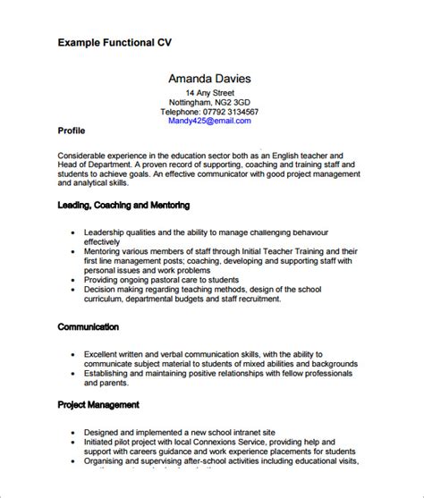 functional cv template   documents   sample templates