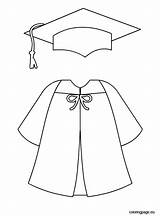 Graduation Gown Cap Template Coloring Color sketch template