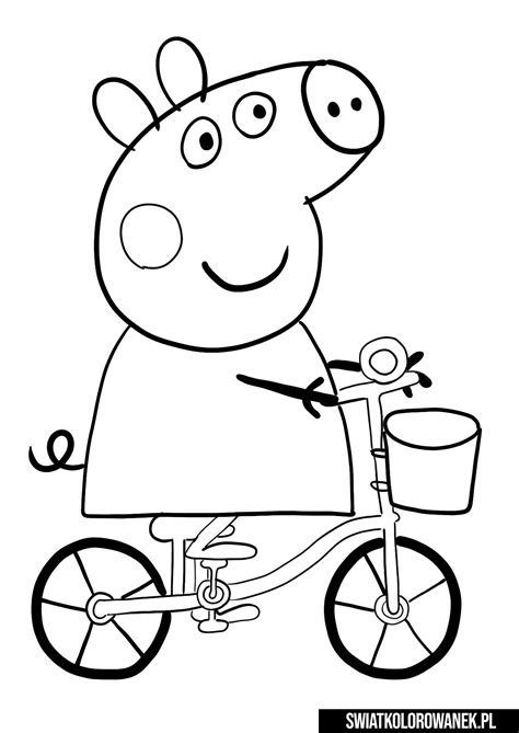 kolorowanka swinka peppa jedzie na rowerze darmowe kolorowanki  druku
