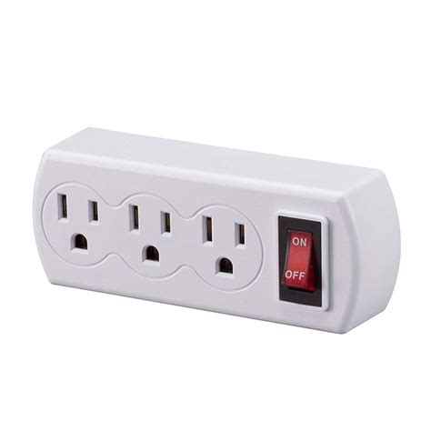 uninex white grounded triple plug outlet onoff power switch energy saving ul listed walmart