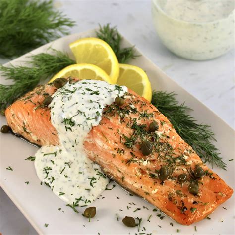 baked salmon  creamy dill sauce keto cooking christian