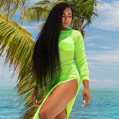 The Long Dress With Long Sleeves In Mesh Lime Green Neon Ashanti On The