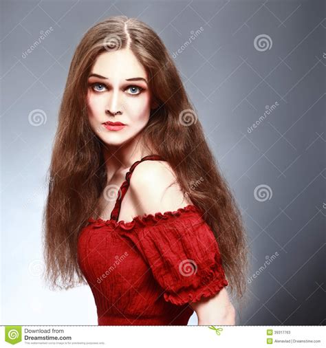 beautiful woman  red portrait stock image image  lady girl