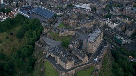 stock footage aerial video  flying  iconic edinburgh castle