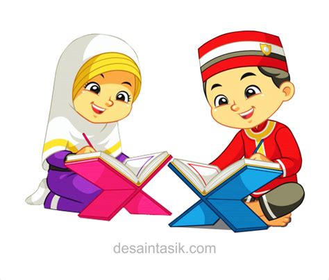 gambar kartun anak muslim mengaji vector desaintasikcom kartun
