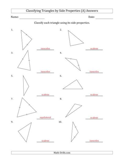 Classifying Triangles By Side Properties Marks Included