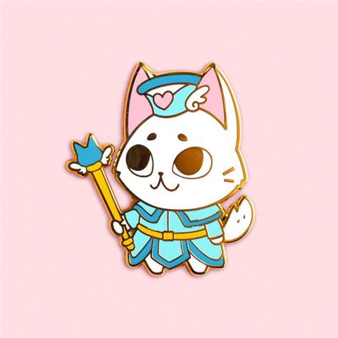 cleric cat hard enamel pin rpg kitty priest healer gold lapel pin