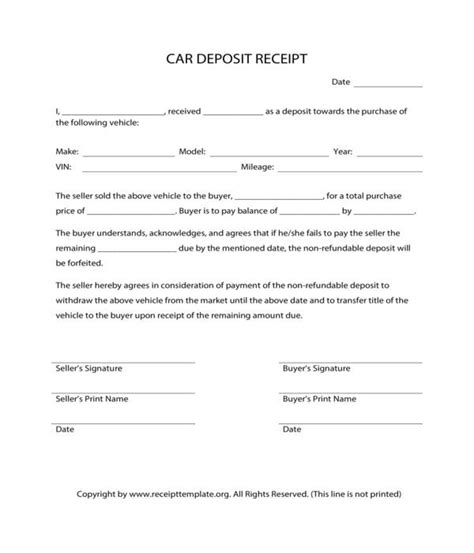 car receipt forms