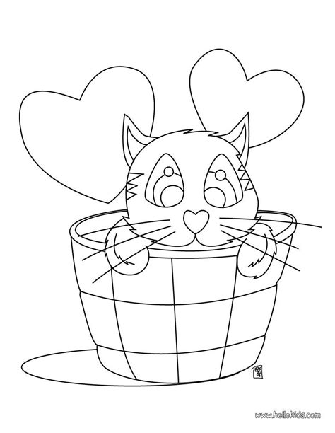 cartoon cat sitting   basket  hearts   head  eyes