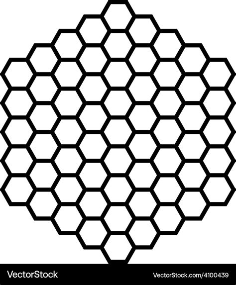 hexagon pattern field black outline royalty  vector