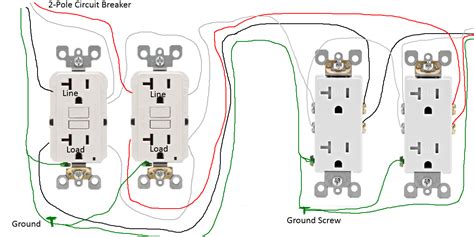 electrical dual gfci circuits  multiple protected outlets  sharing  neutral home