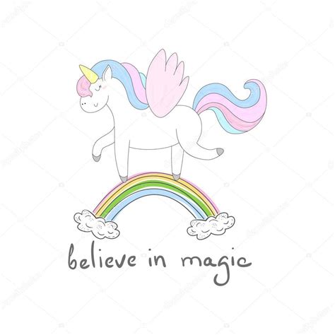 cute unicorn print  kids   magic card stock vector