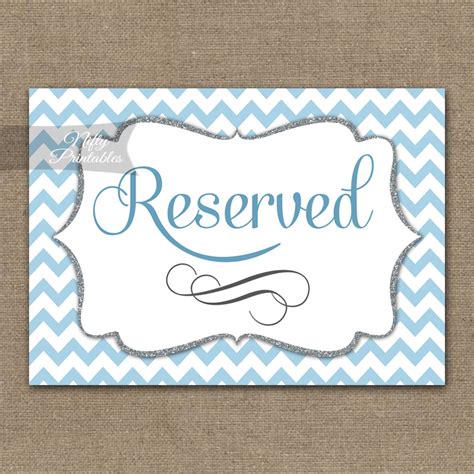 printable reserved sign blue chevron