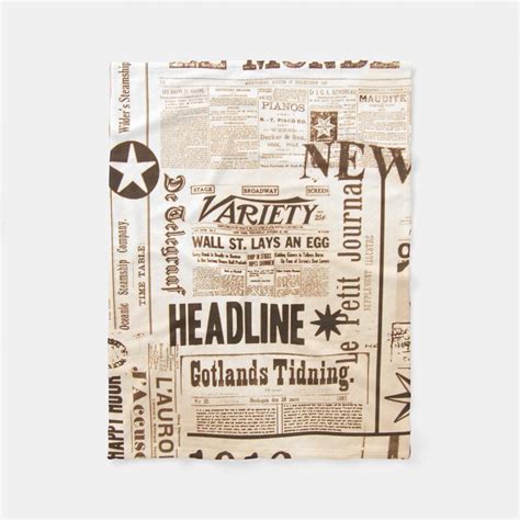 vintage  news paper print typography fleece blanket zazzlecom