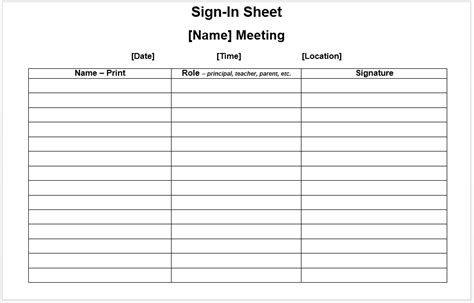 sample meeting attendance sheet templates printable samples